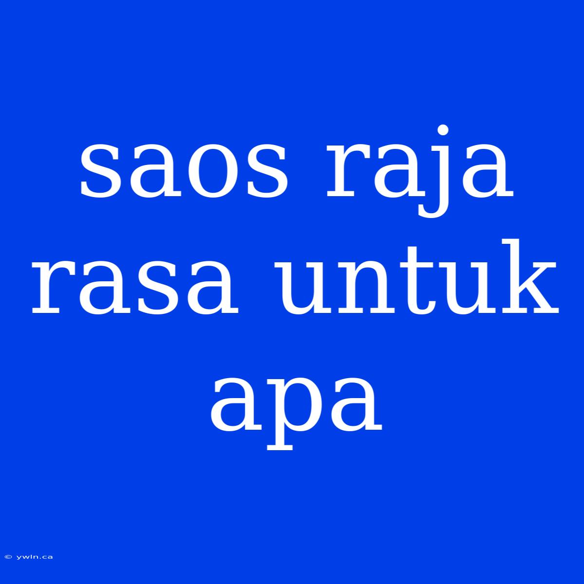 Saos Raja Rasa Untuk Apa