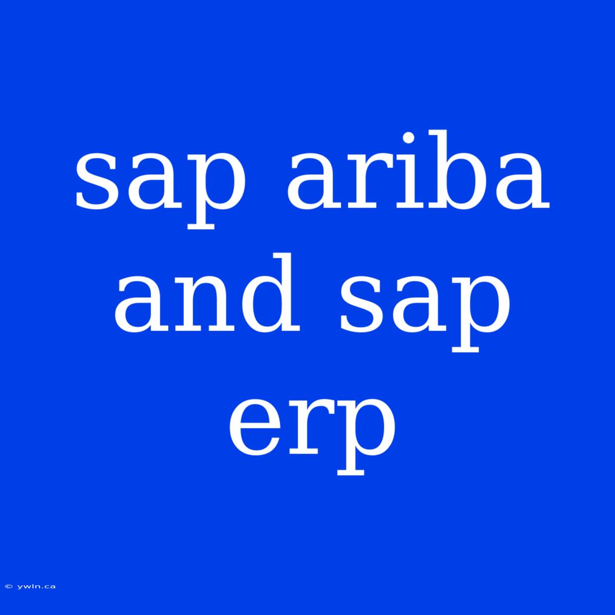 Sap Ariba And Sap Erp