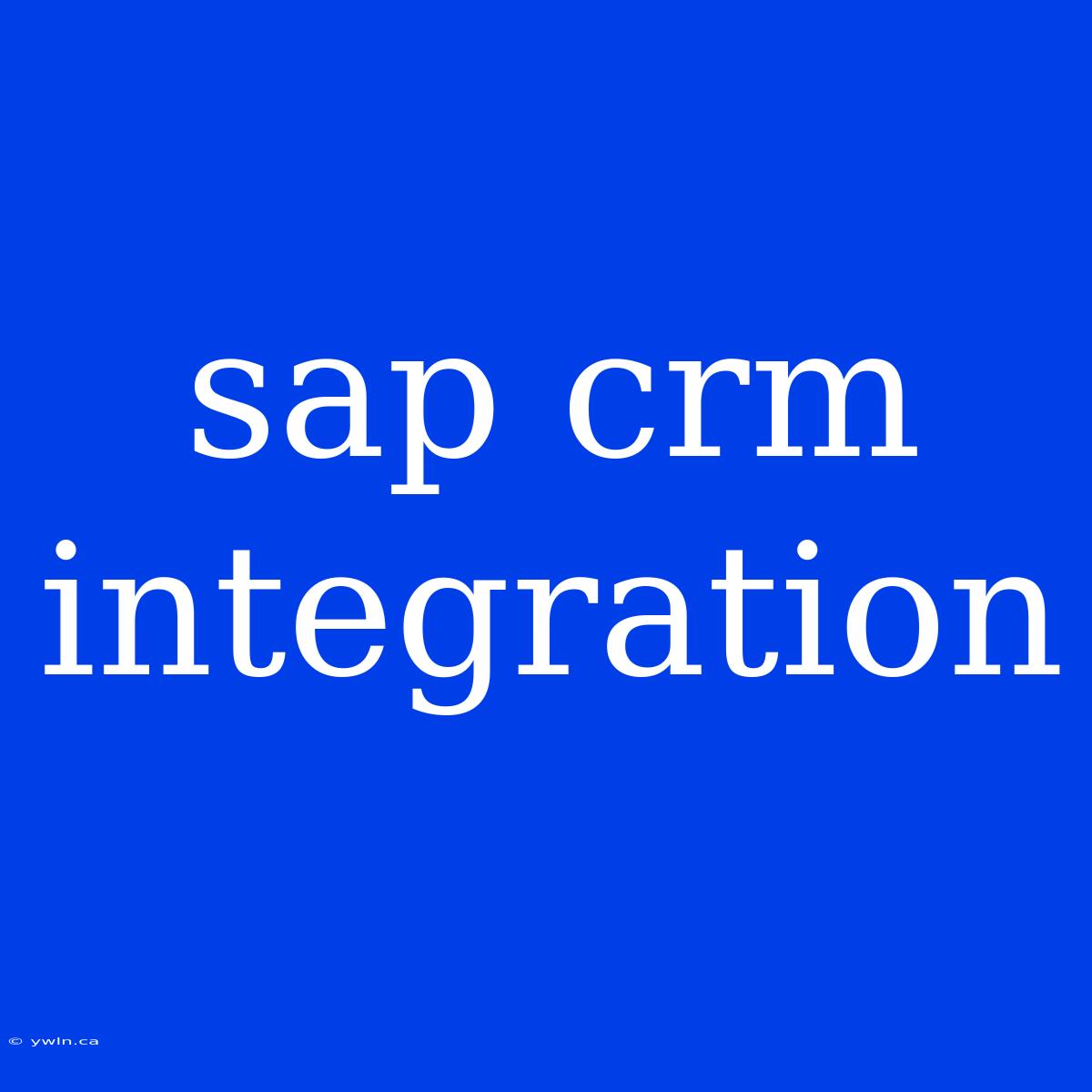 Sap Crm Integration