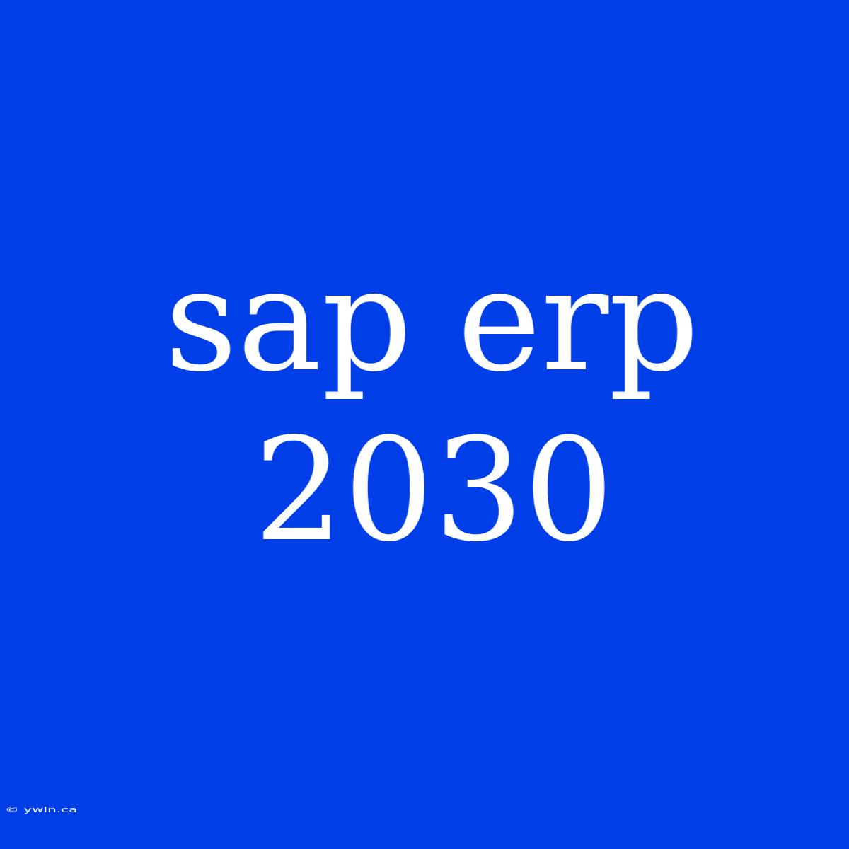 Sap Erp 2030