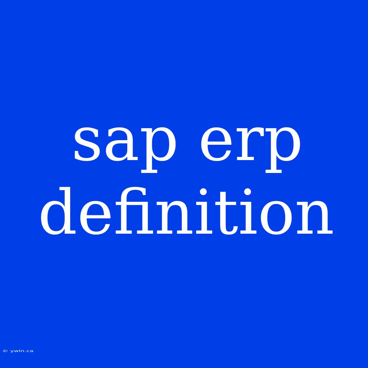 Sap Erp Definition