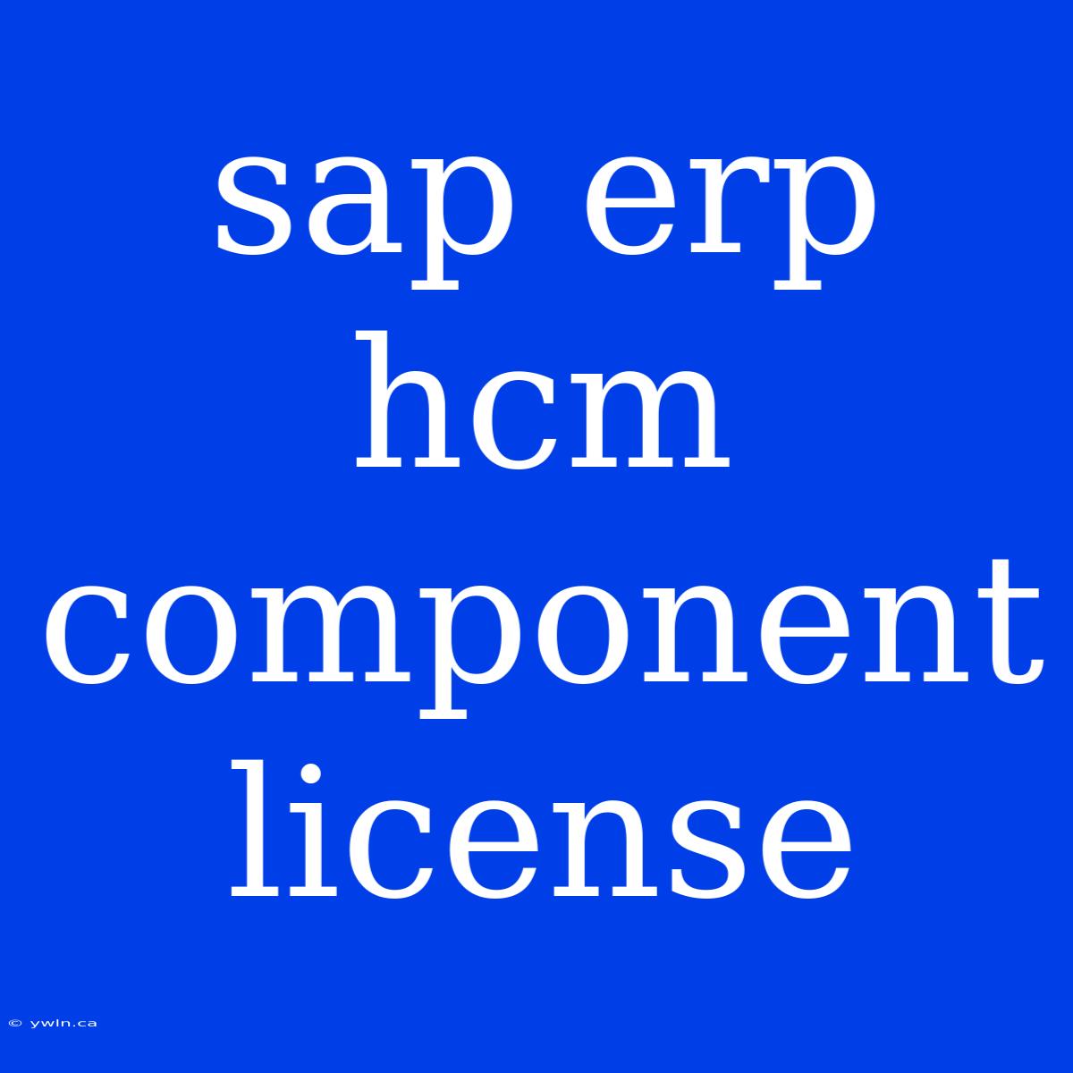 Sap Erp Hcm Component License