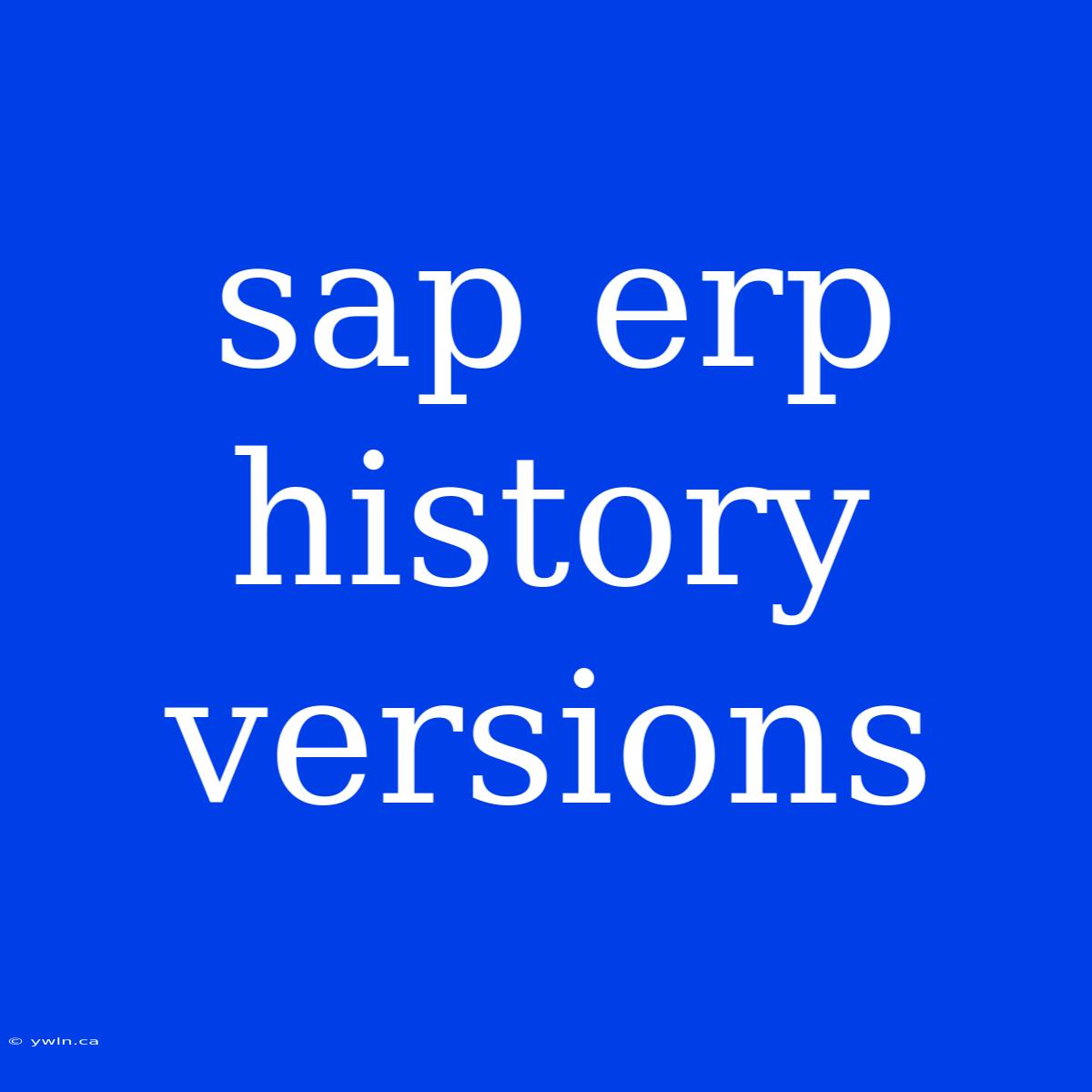 Sap Erp History Versions