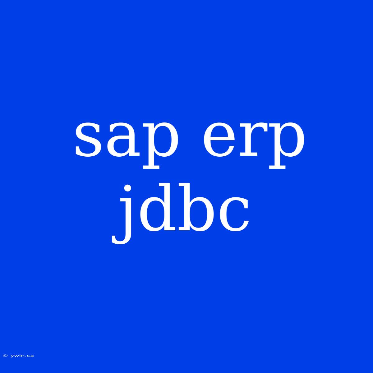 Sap Erp Jdbc