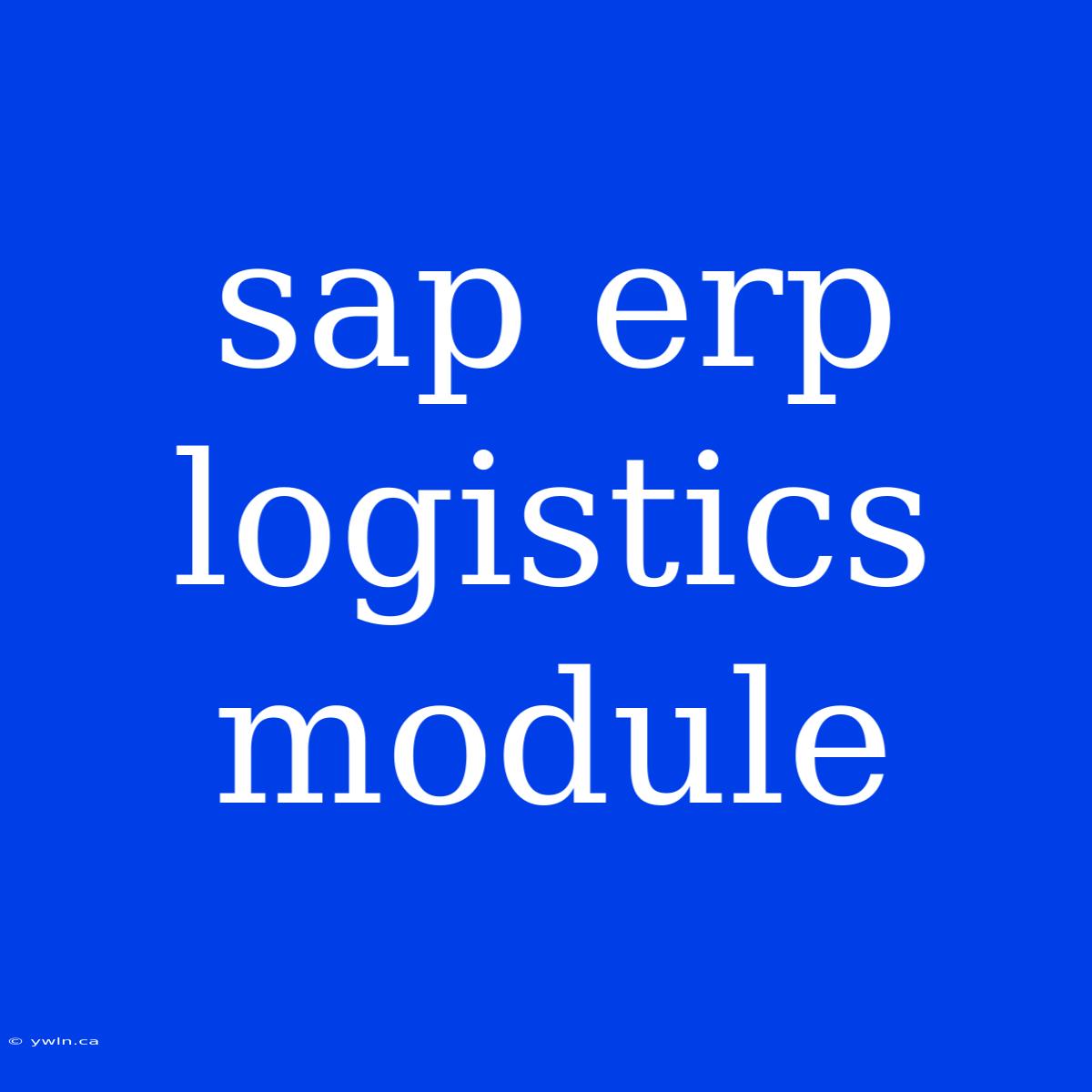 Sap Erp Logistics Module