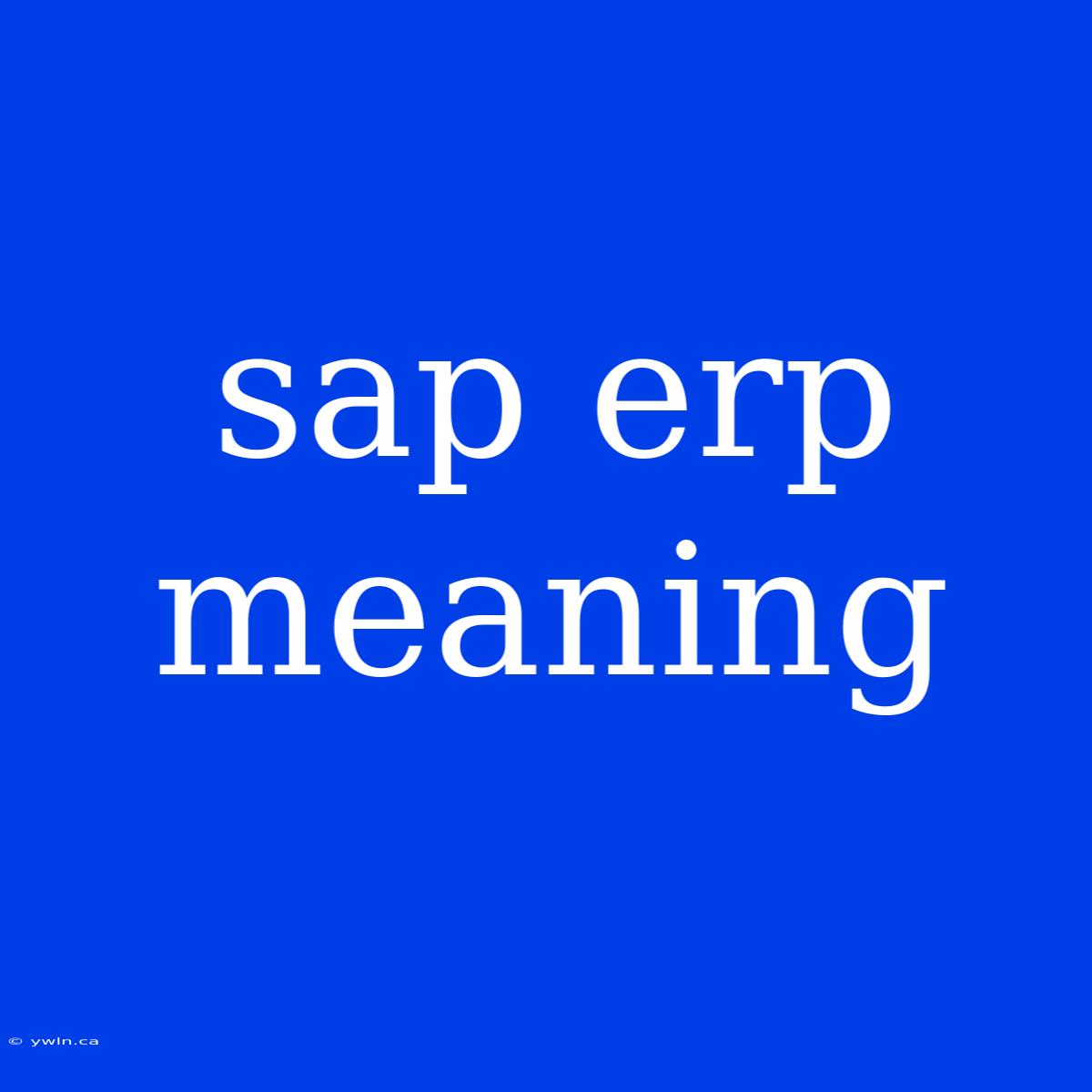 Sap Erp Meaning