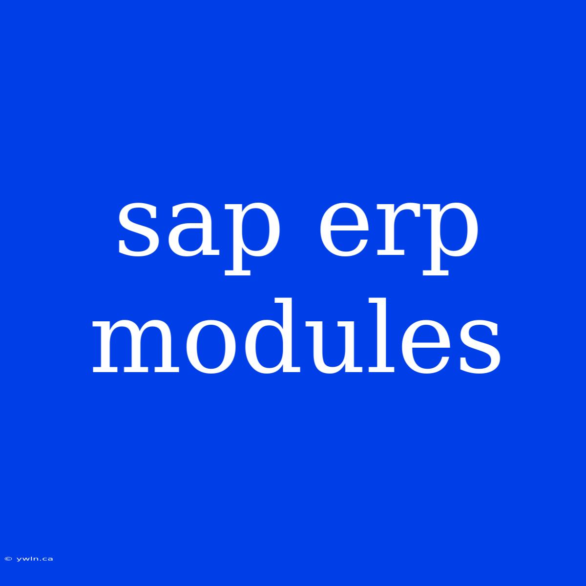 Sap Erp Modules