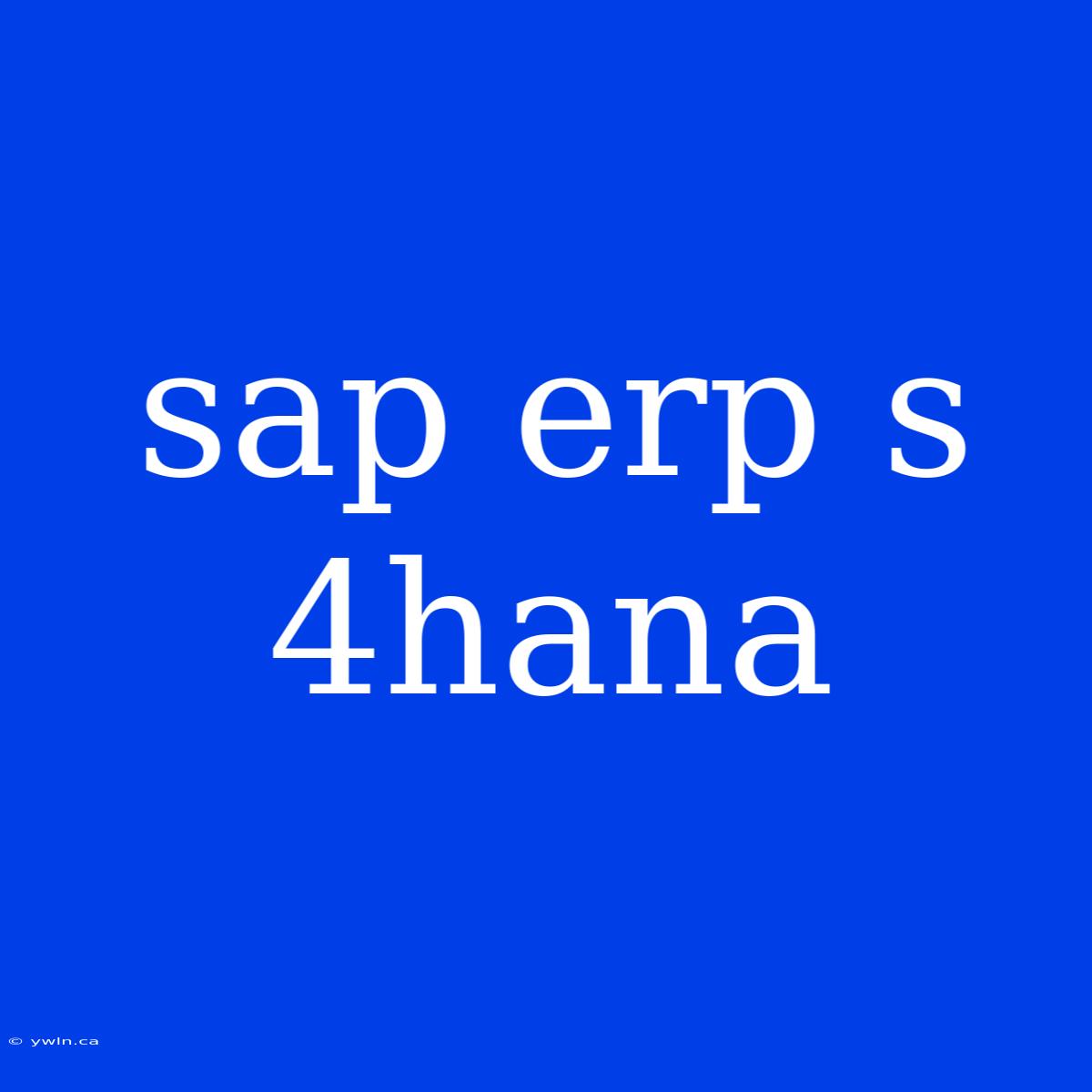 Sap Erp S 4hana