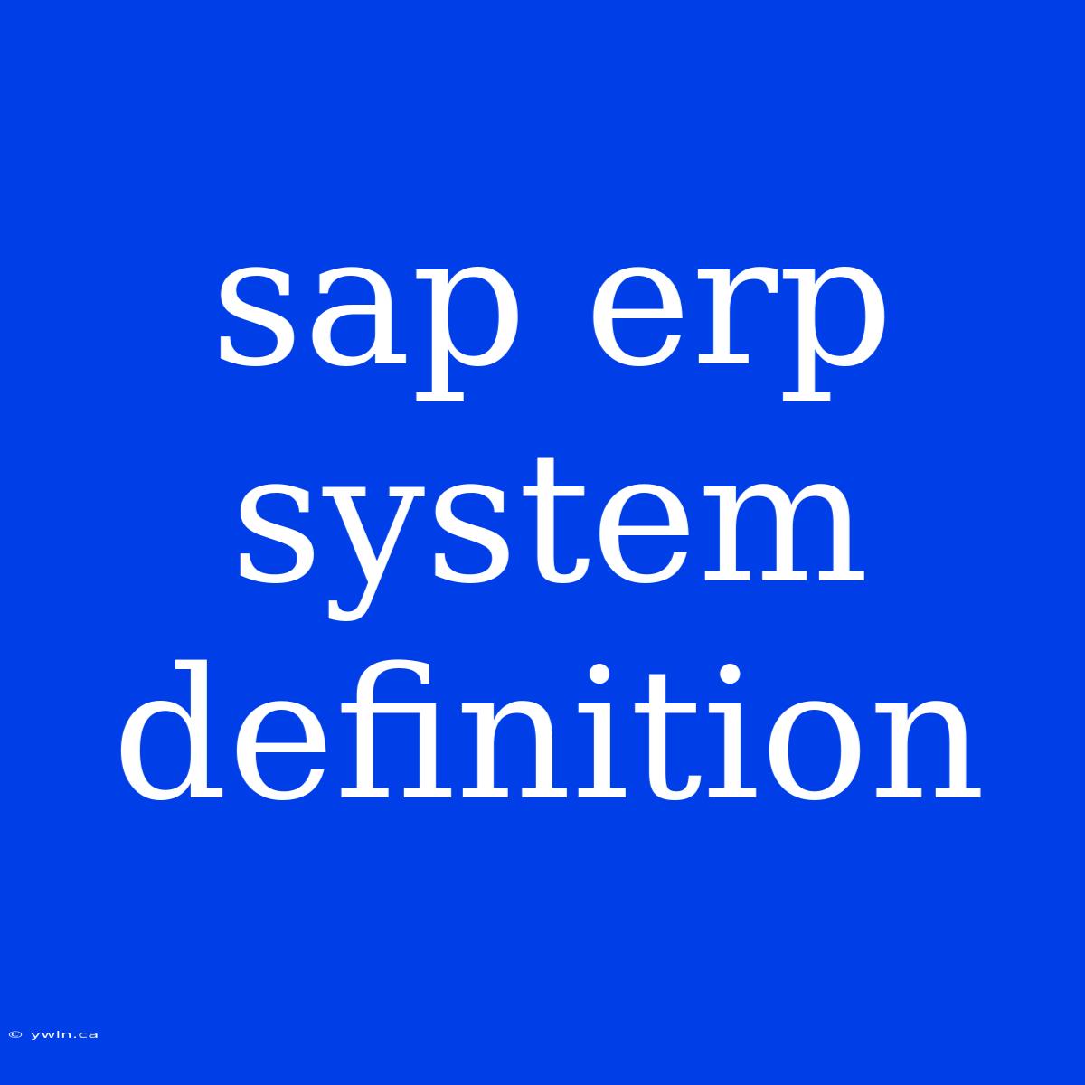 Sap Erp System Definition