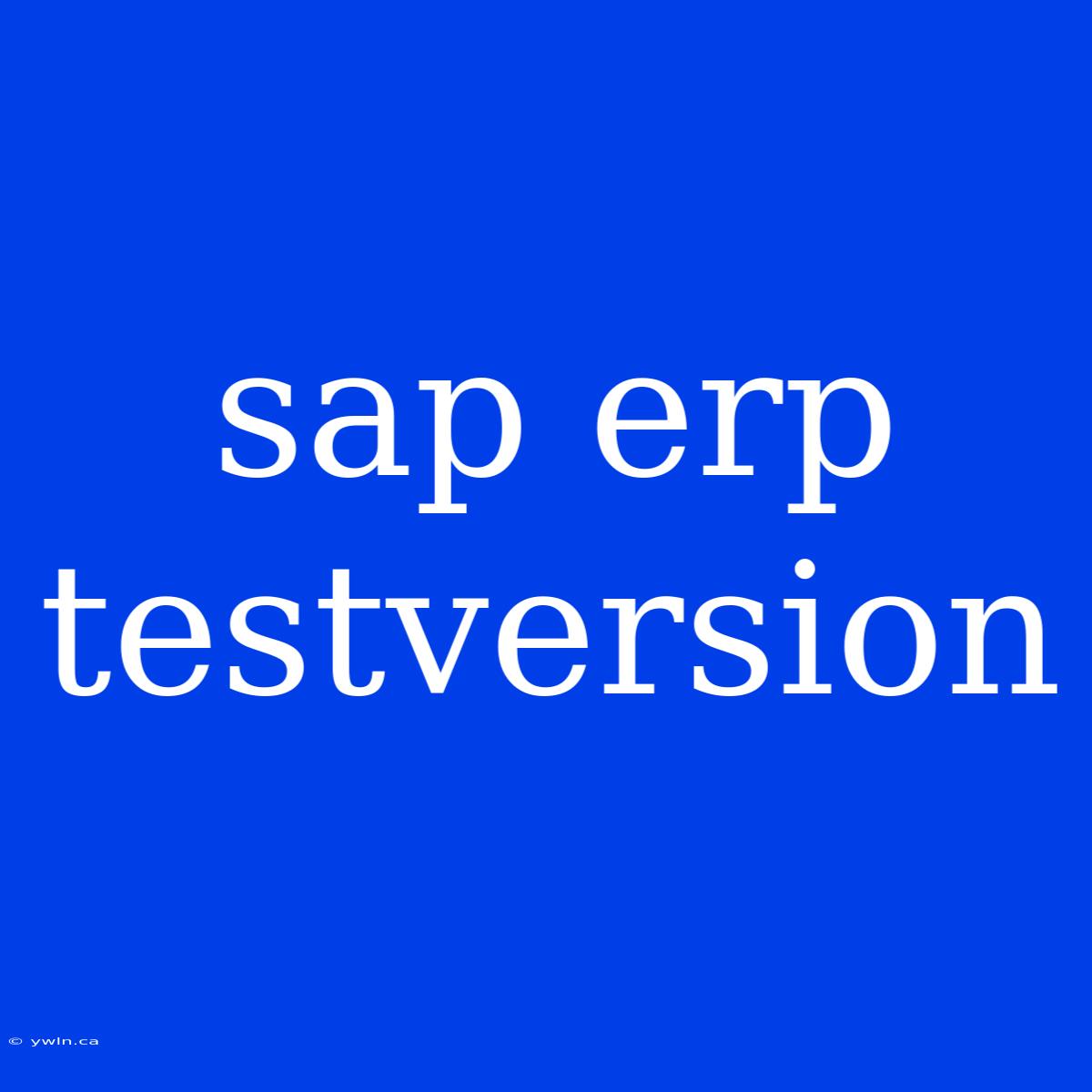 Sap Erp Testversion