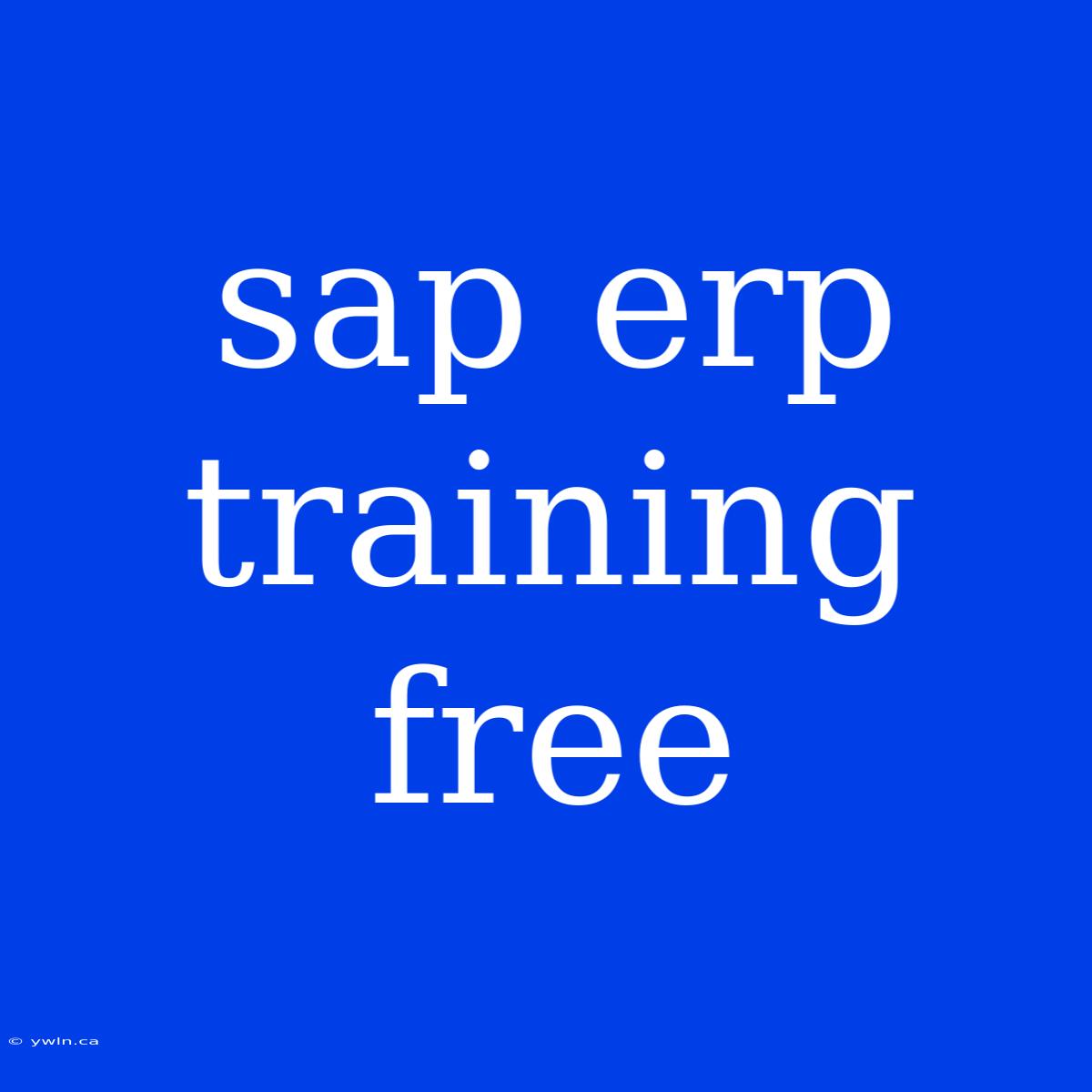 Sap Erp Training Free