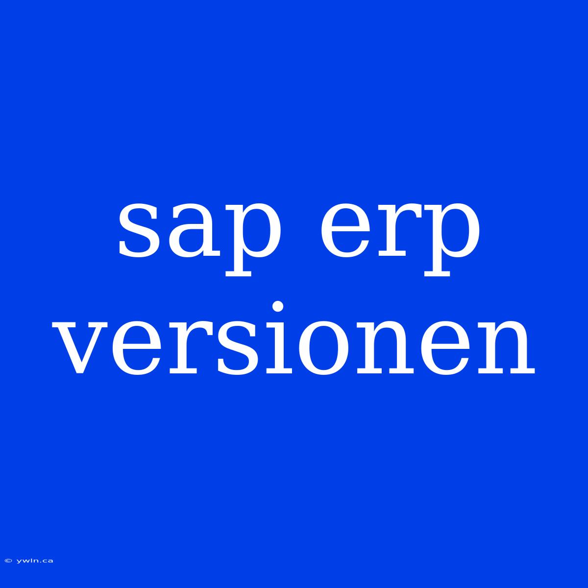 Sap Erp Versionen