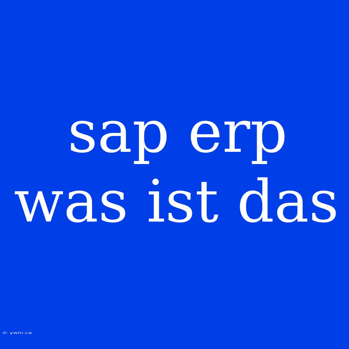 Sap Erp Was Ist Das