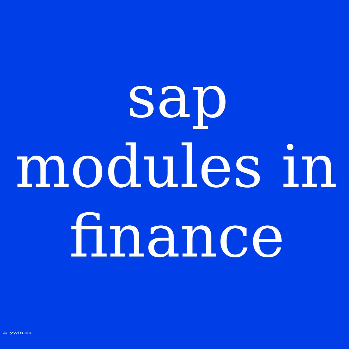 Sap Modules In Finance