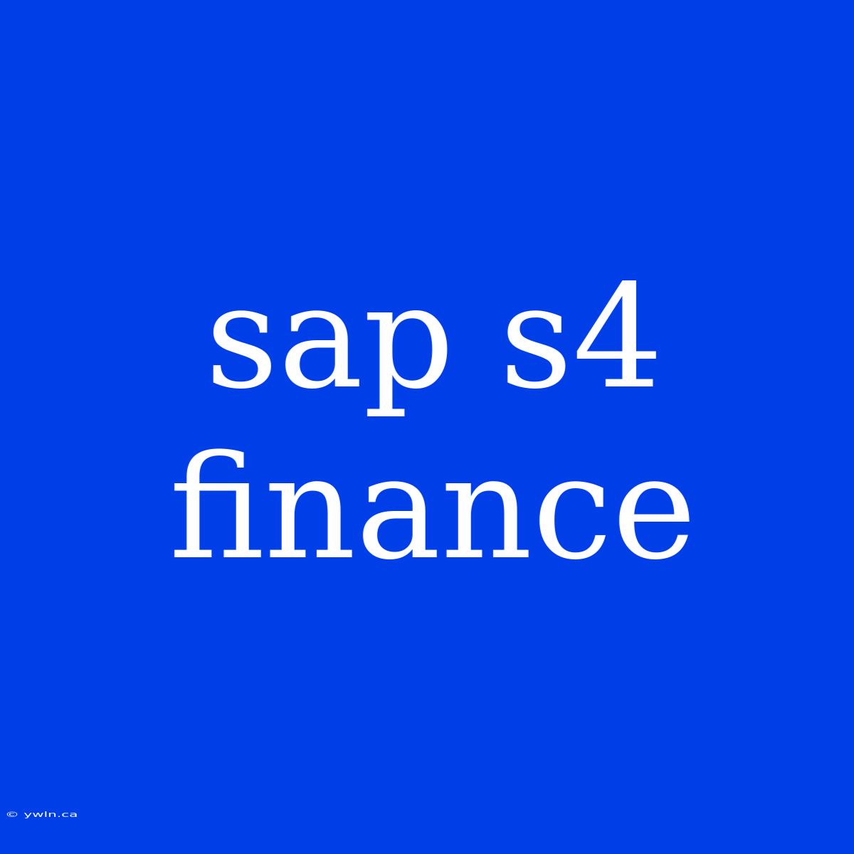 Sap S4 Finance