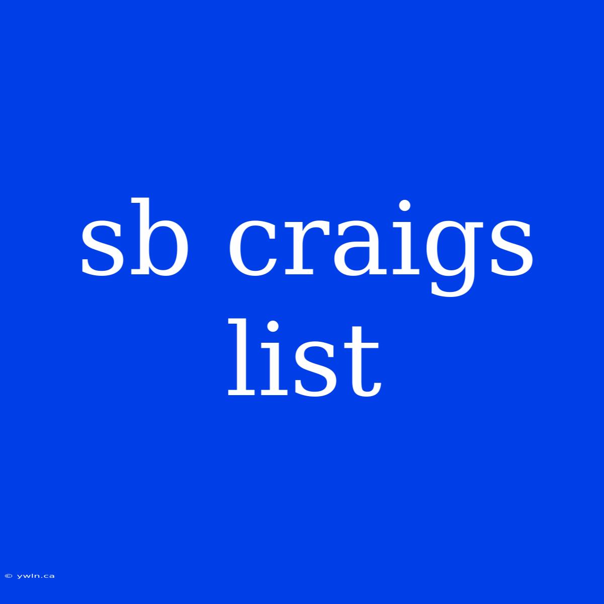 Sb Craigs List