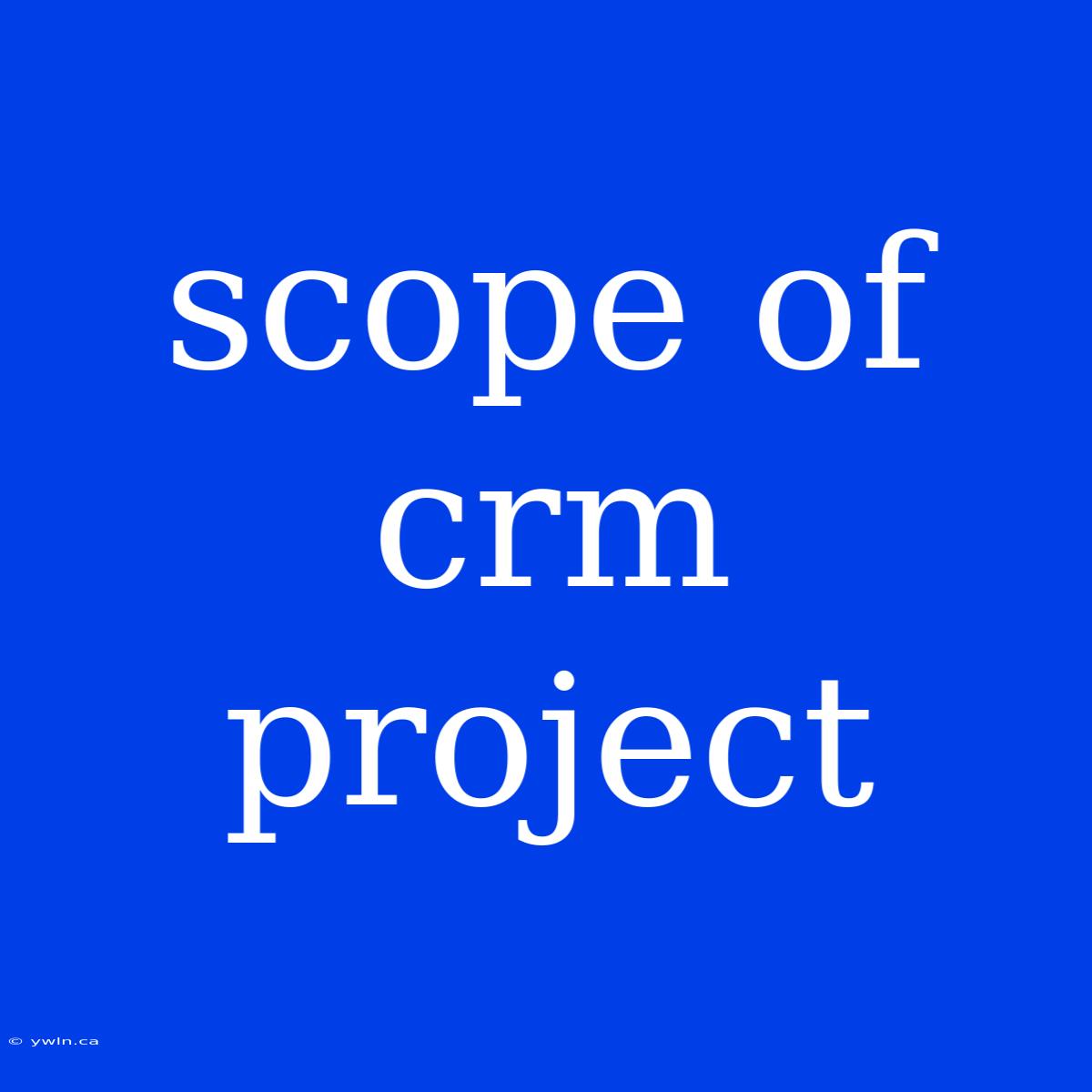 Scope Of Crm Project