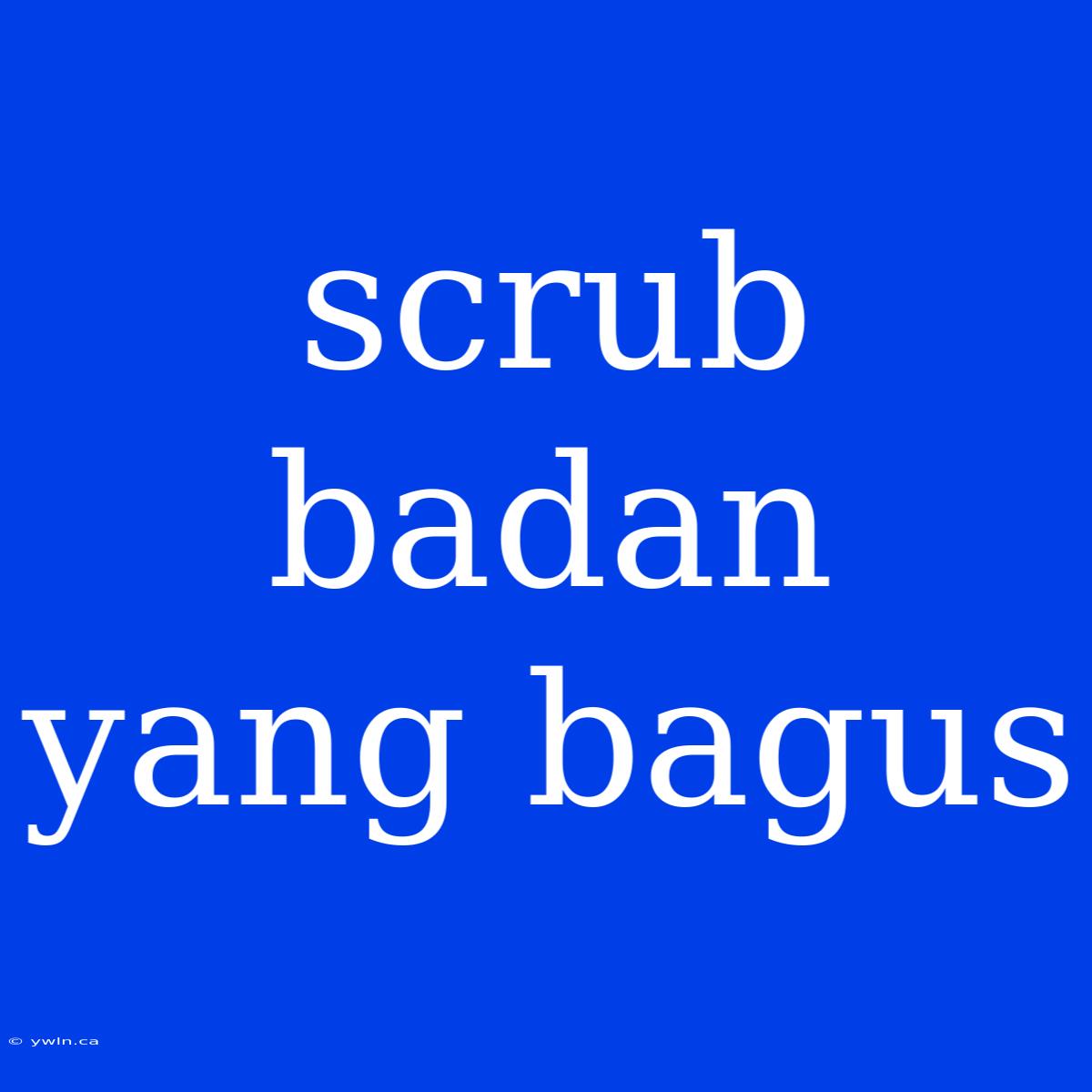 Scrub Badan Yang Bagus