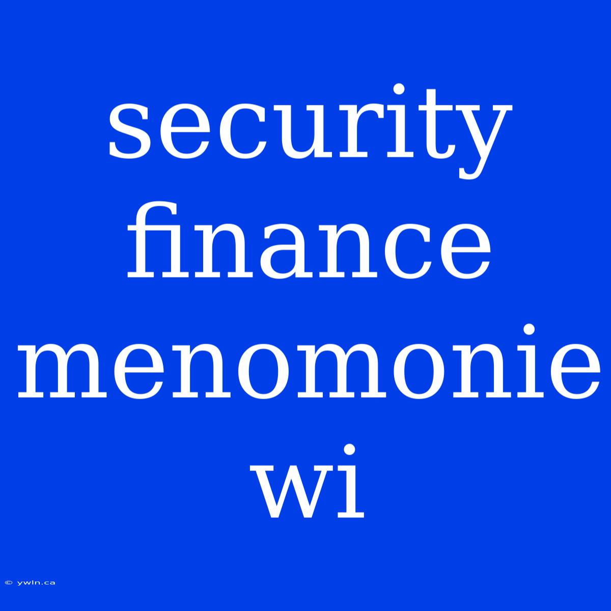 Security Finance Menomonie Wi