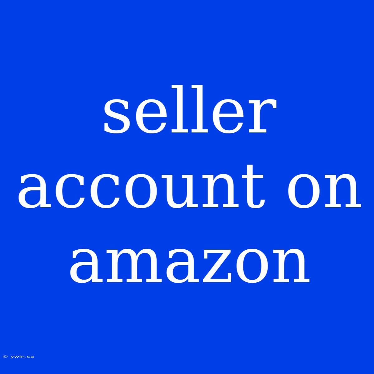 Seller Account On Amazon