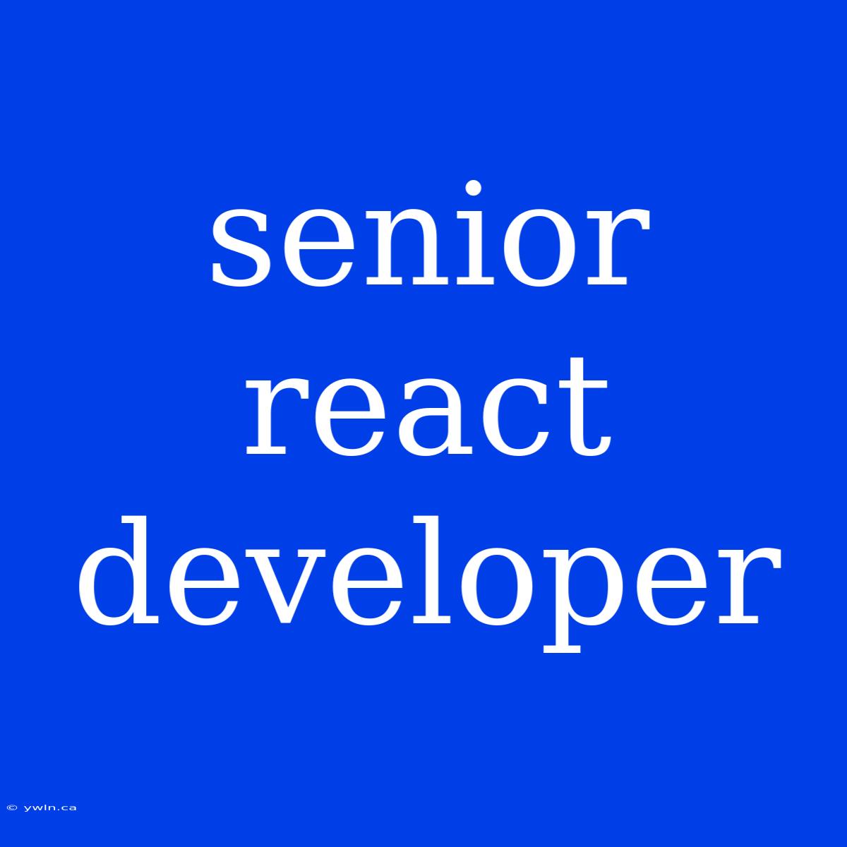 Senior React Developer