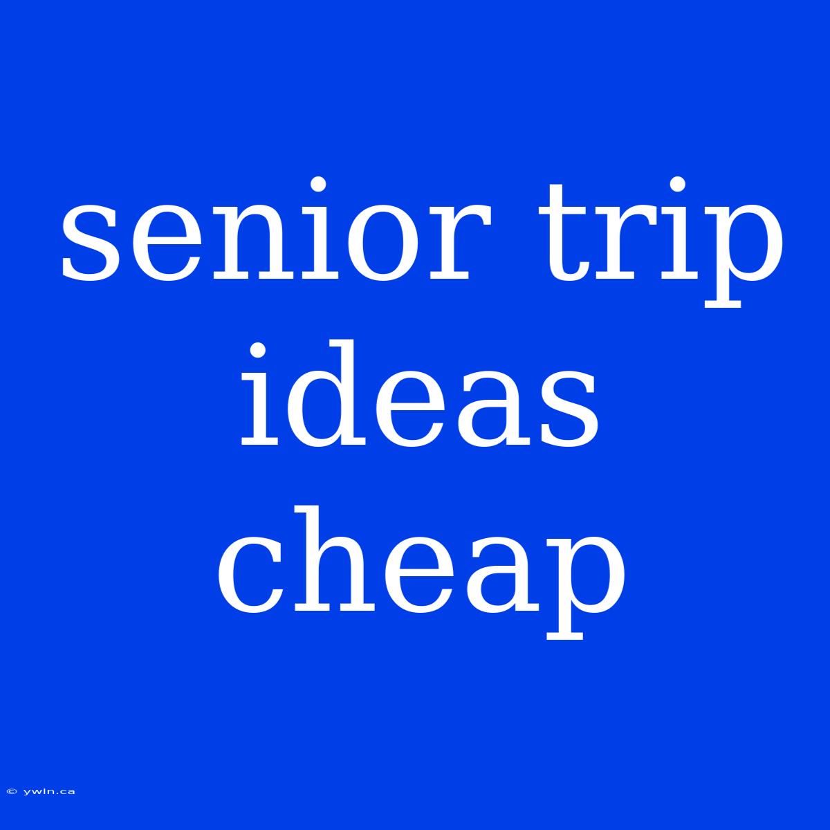 Senior Trip Ideas Cheap