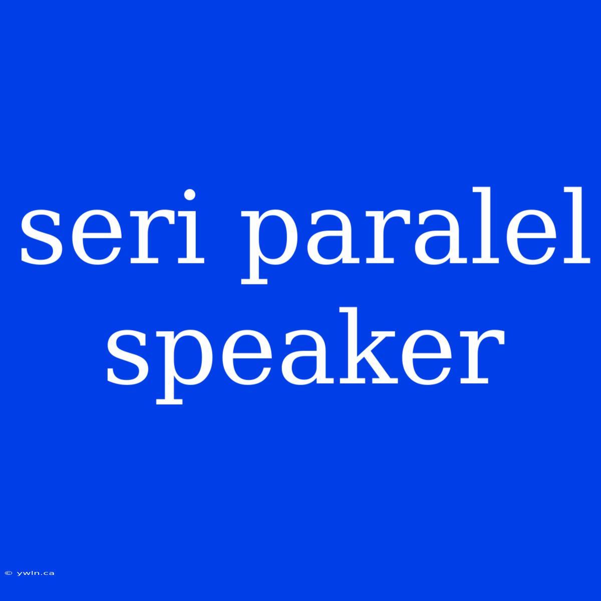 Seri Paralel Speaker