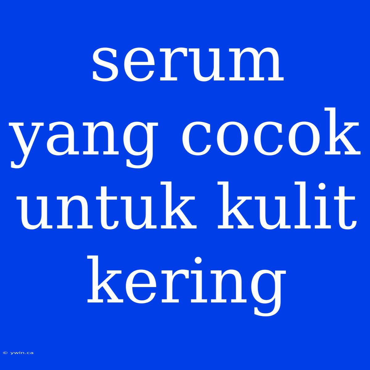 Serum Yang Cocok Untuk Kulit Kering