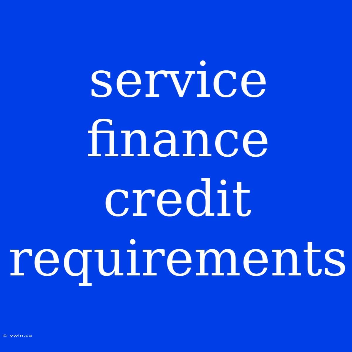 Service Finance Credit Requirements