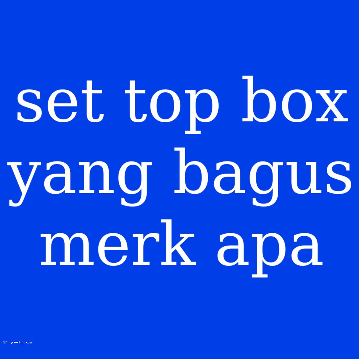 Set Top Box Yang Bagus Merk Apa