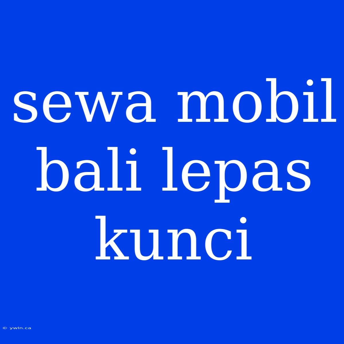 Sewa Mobil Bali Lepas Kunci