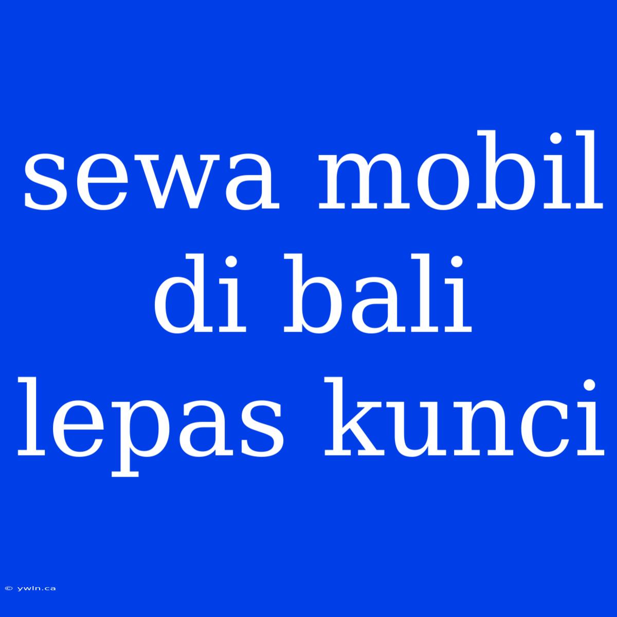 Sewa Mobil Di Bali Lepas Kunci