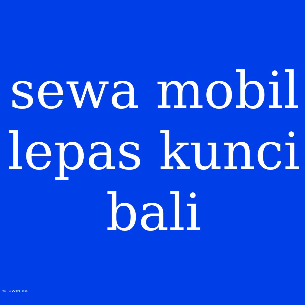 Sewa Mobil Lepas Kunci Bali