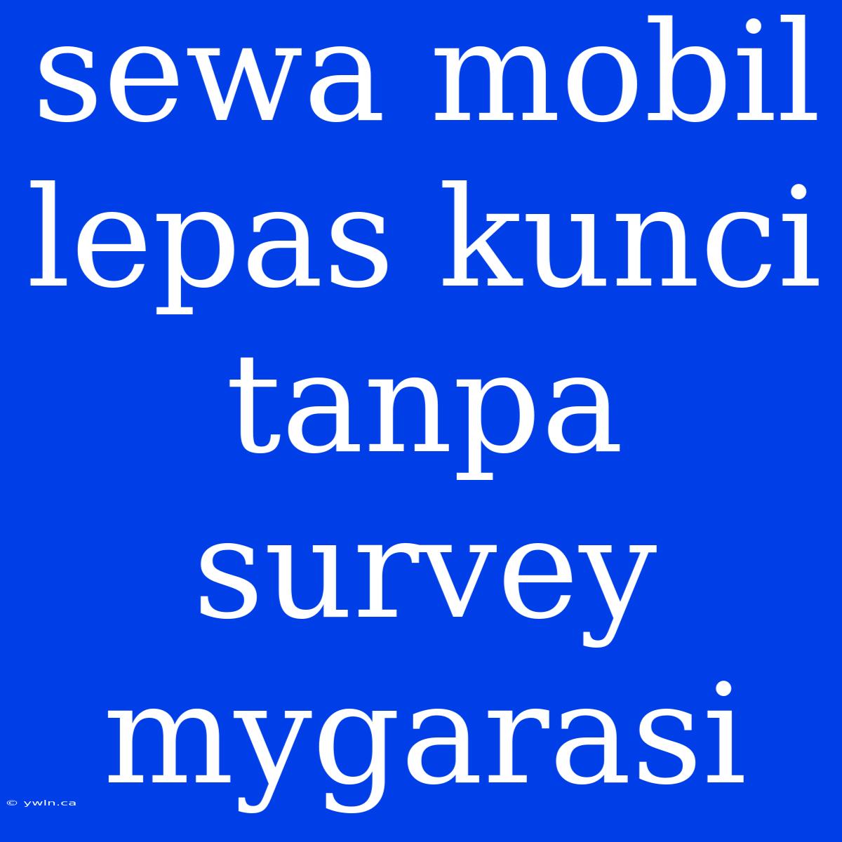 Sewa Mobil Lepas Kunci Tanpa Survey Mygarasi