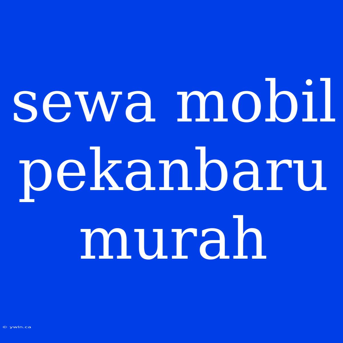 Sewa Mobil Pekanbaru Murah