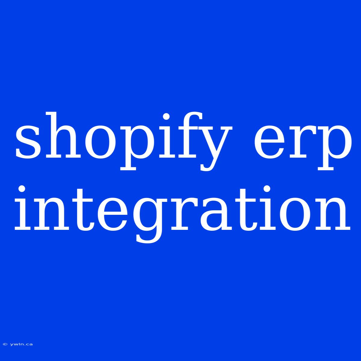 Shopify Erp Integration