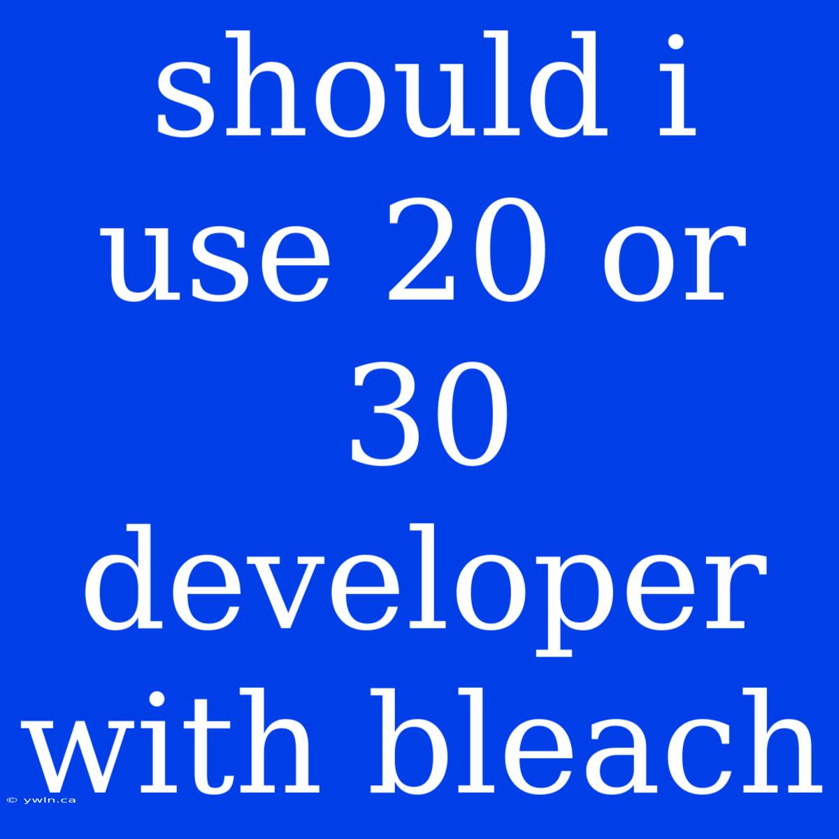 Should I Use 20 Or 30 Developer With Bleach