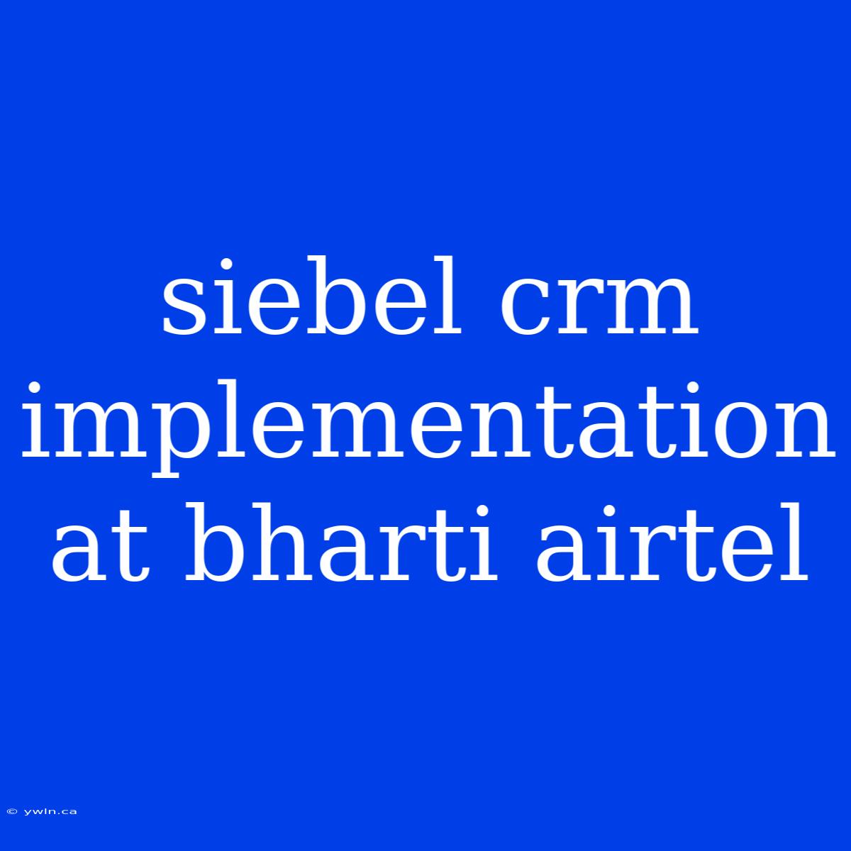 Siebel Crm Implementation At Bharti Airtel