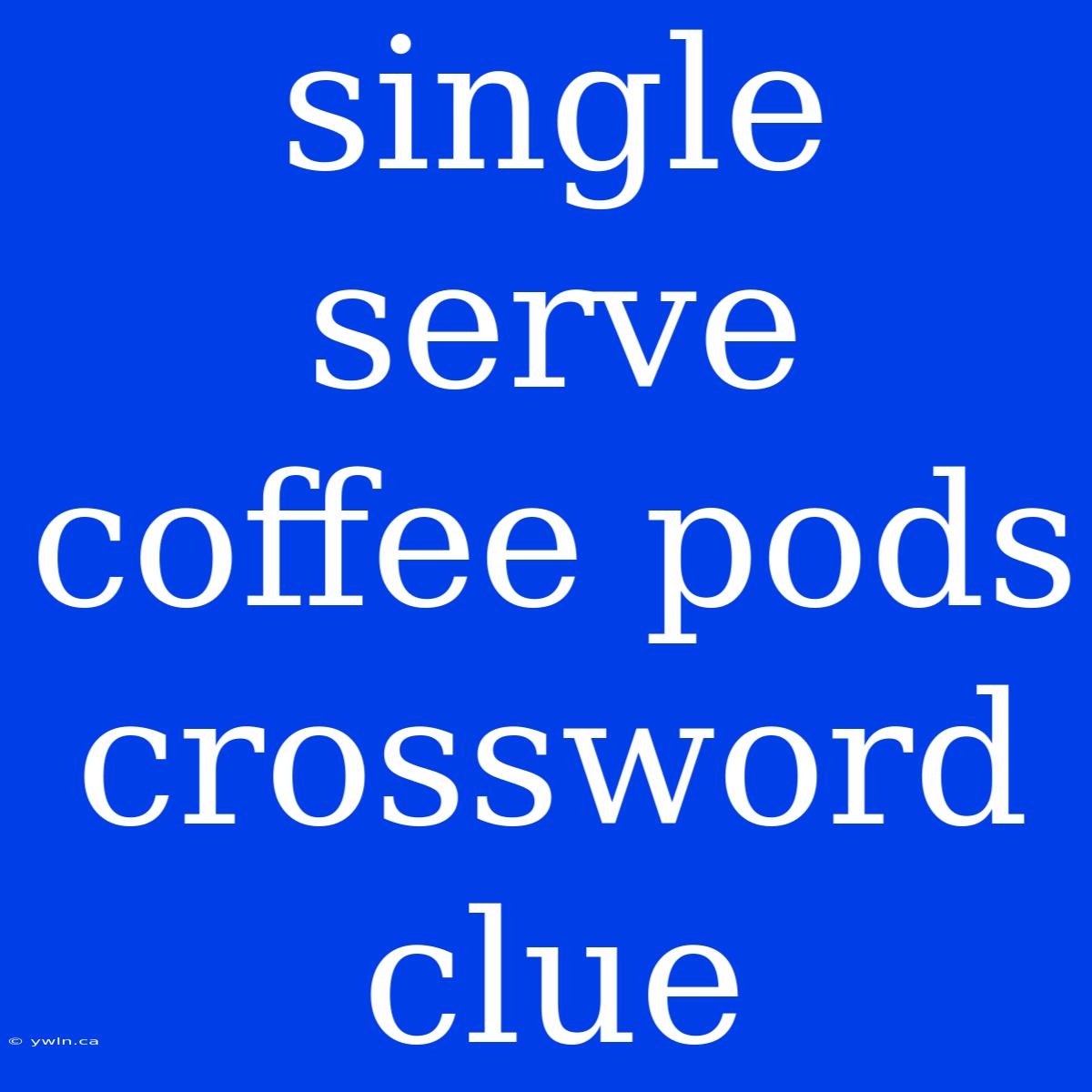 Single Serve Coffee Pods Crossword Clue