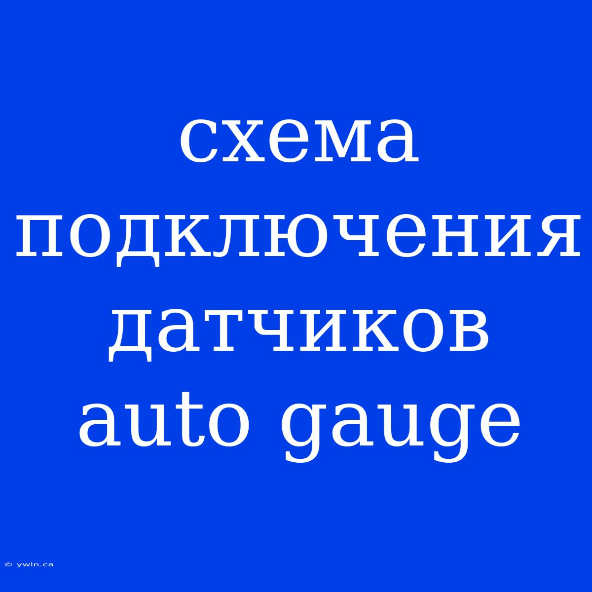 Схема Подключения Датчиков Auto Gauge