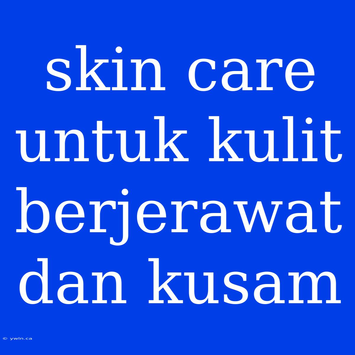 Skin Care Untuk Kulit Berjerawat Dan Kusam