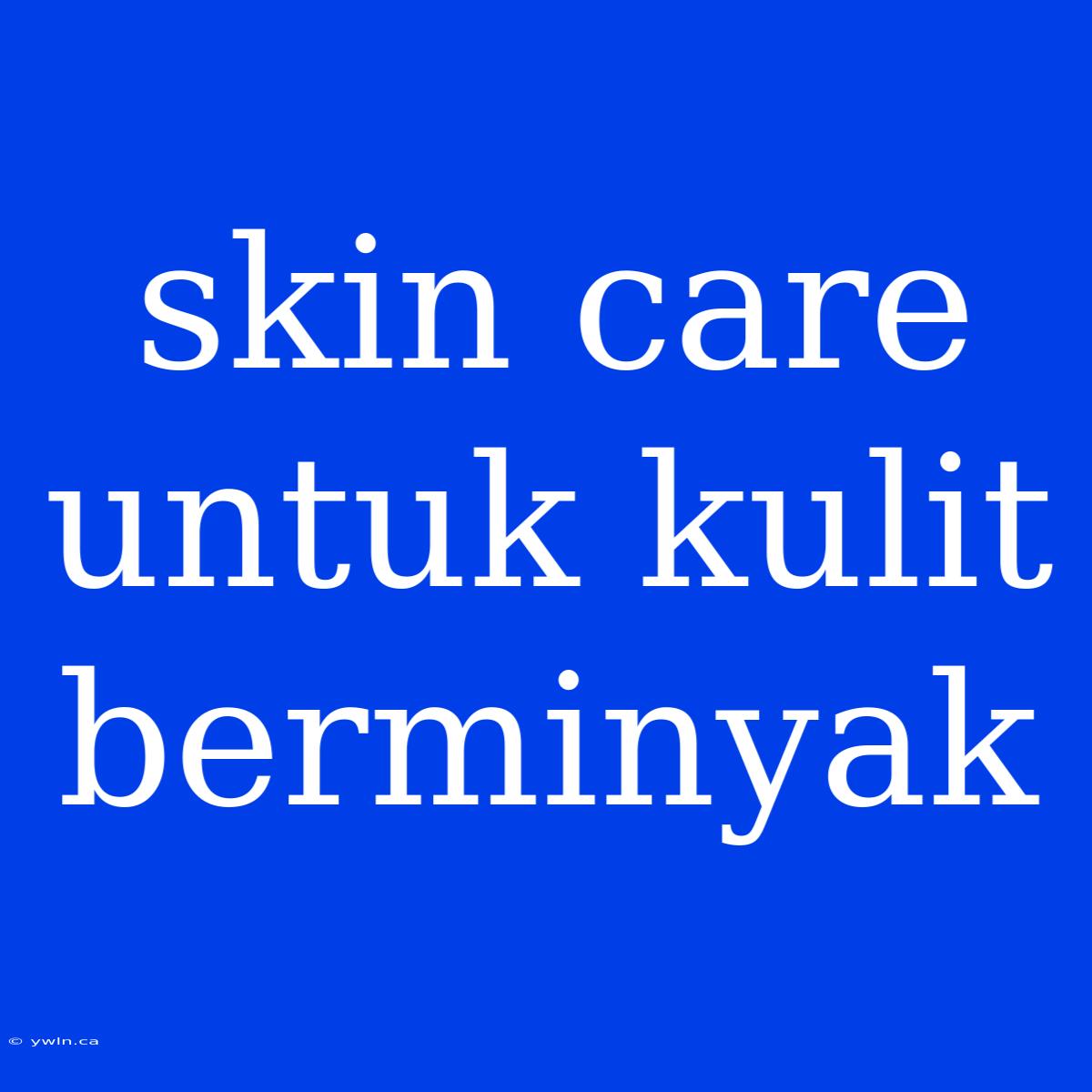 Skin Care Untuk Kulit Berminyak