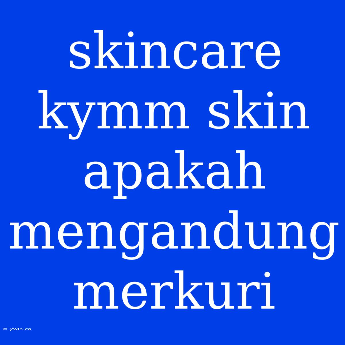 Skincare Kymm Skin Apakah Mengandung Merkuri