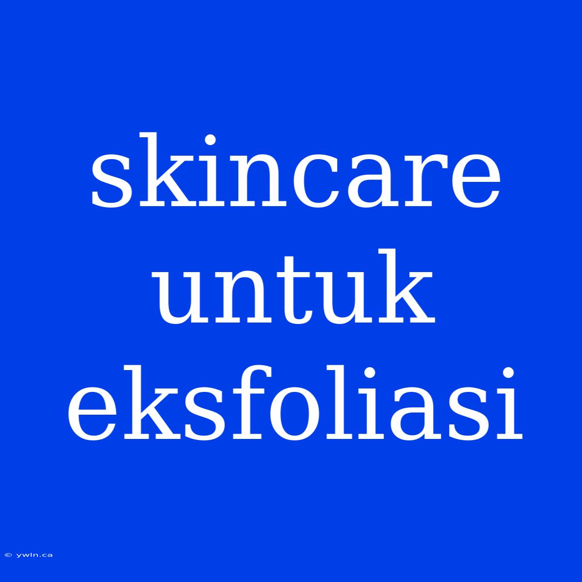 Skincare Untuk Eksfoliasi