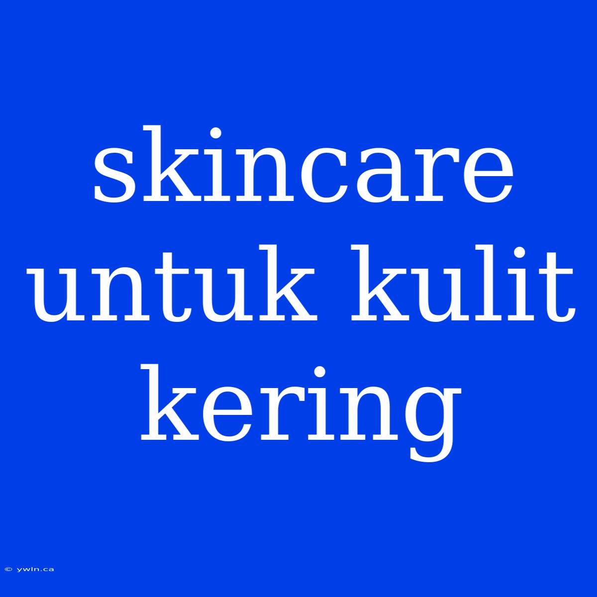 Skincare Untuk Kulit Kering