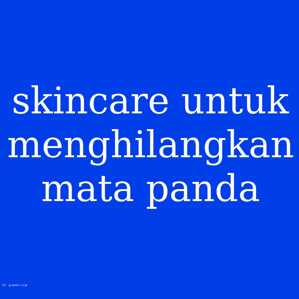 Skincare Untuk Menghilangkan Mata Panda