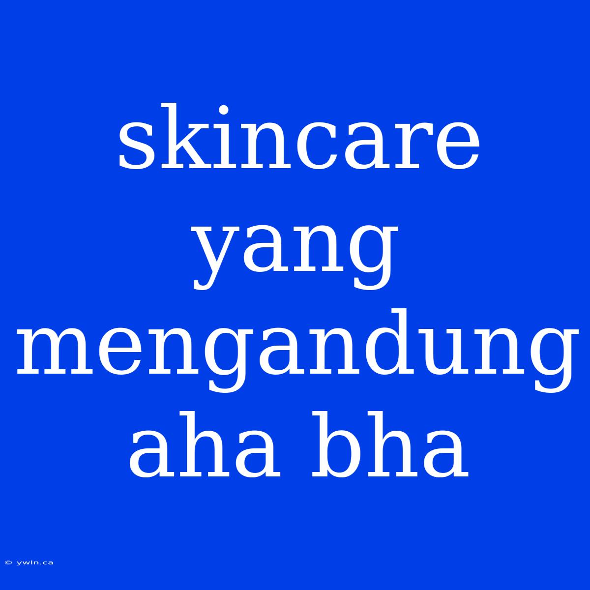 Skincare Yang Mengandung Aha Bha