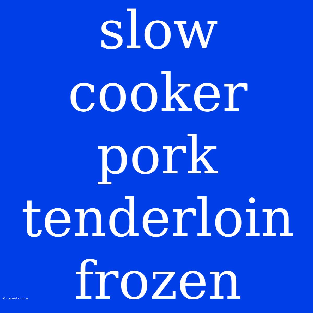 Slow Cooker Pork Tenderloin Frozen