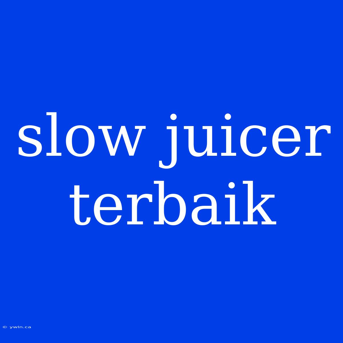 Slow Juicer Terbaik