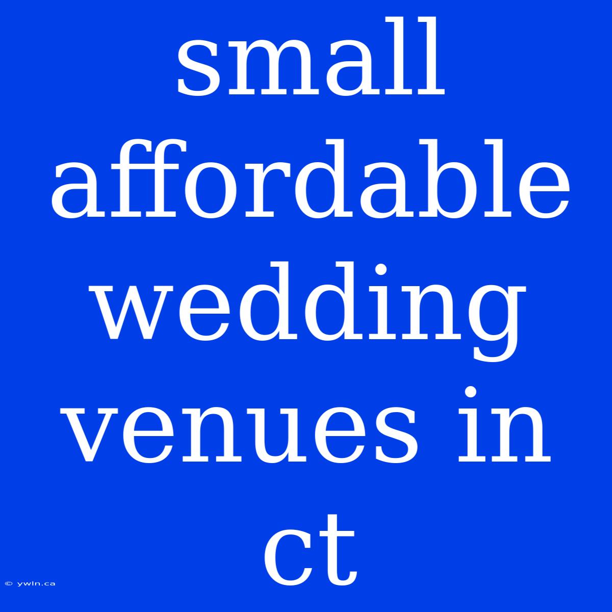 Small Affordable Wedding Venues In Ct